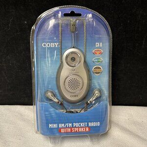 Vintage Coby CX-8 Portable Mini Am/Fm Pocket RadioW/Speaker & Earphones